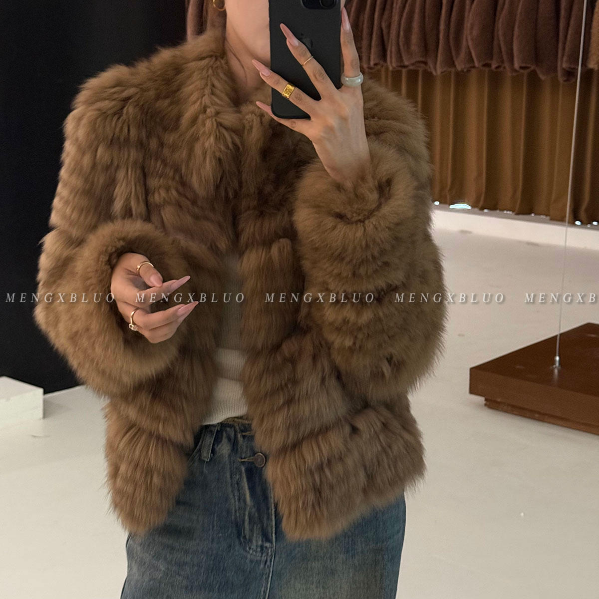 【婉婉wanwan】梦熙部落M8101狐狸毛开条显瘦年轻款皮草女装外套