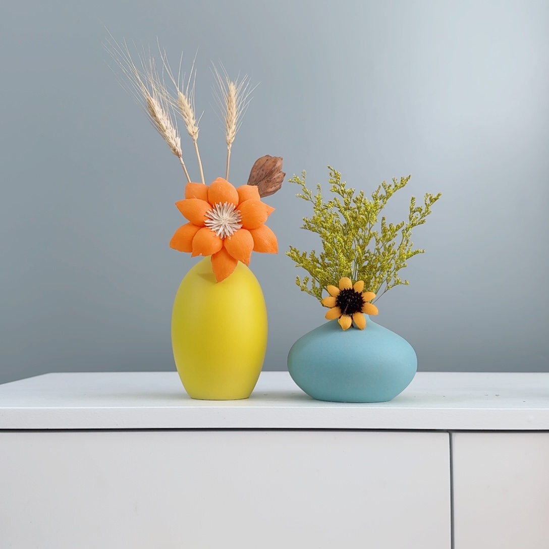 摆件陶瓷花瓶摆件含花总高约20-30cm