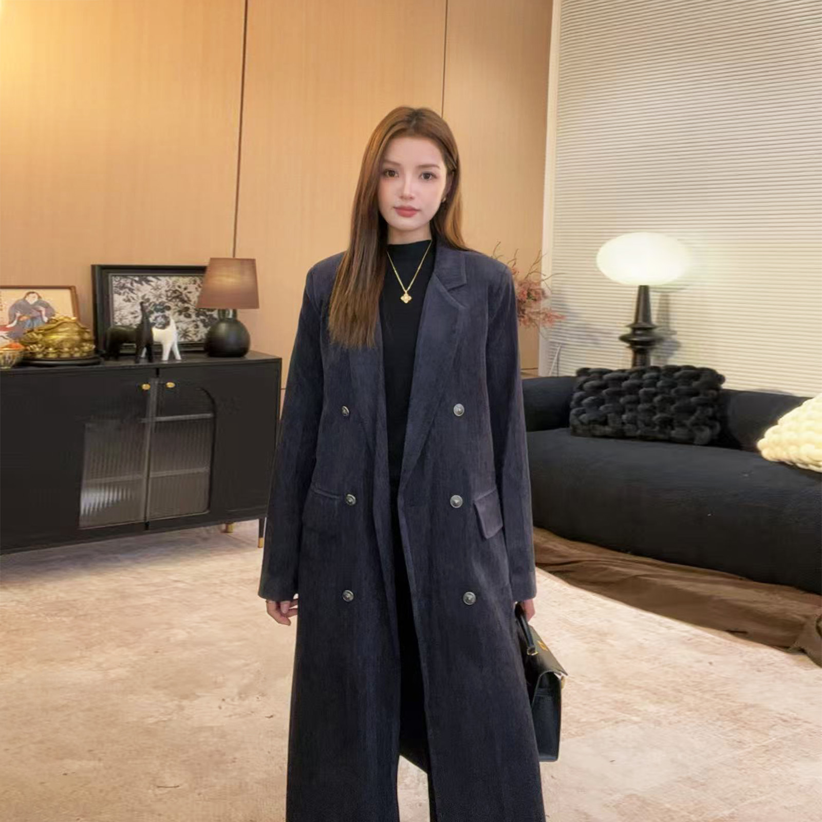 加棉西装大衣显瘦时尚西装套装气质名媛设计师款单大衣977