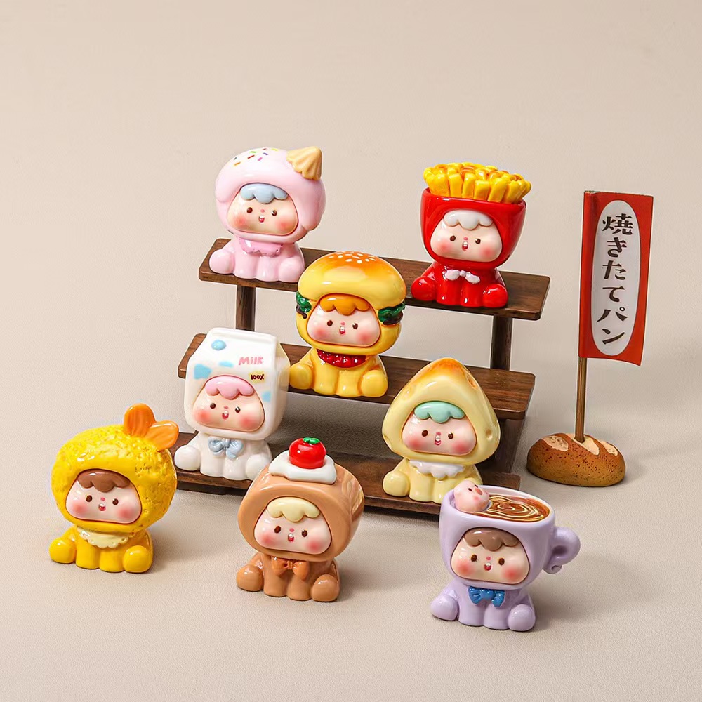 全新玩法【美食崽崽萌粒】可爱卡通萌粒树脂饰品配件桌面摆件