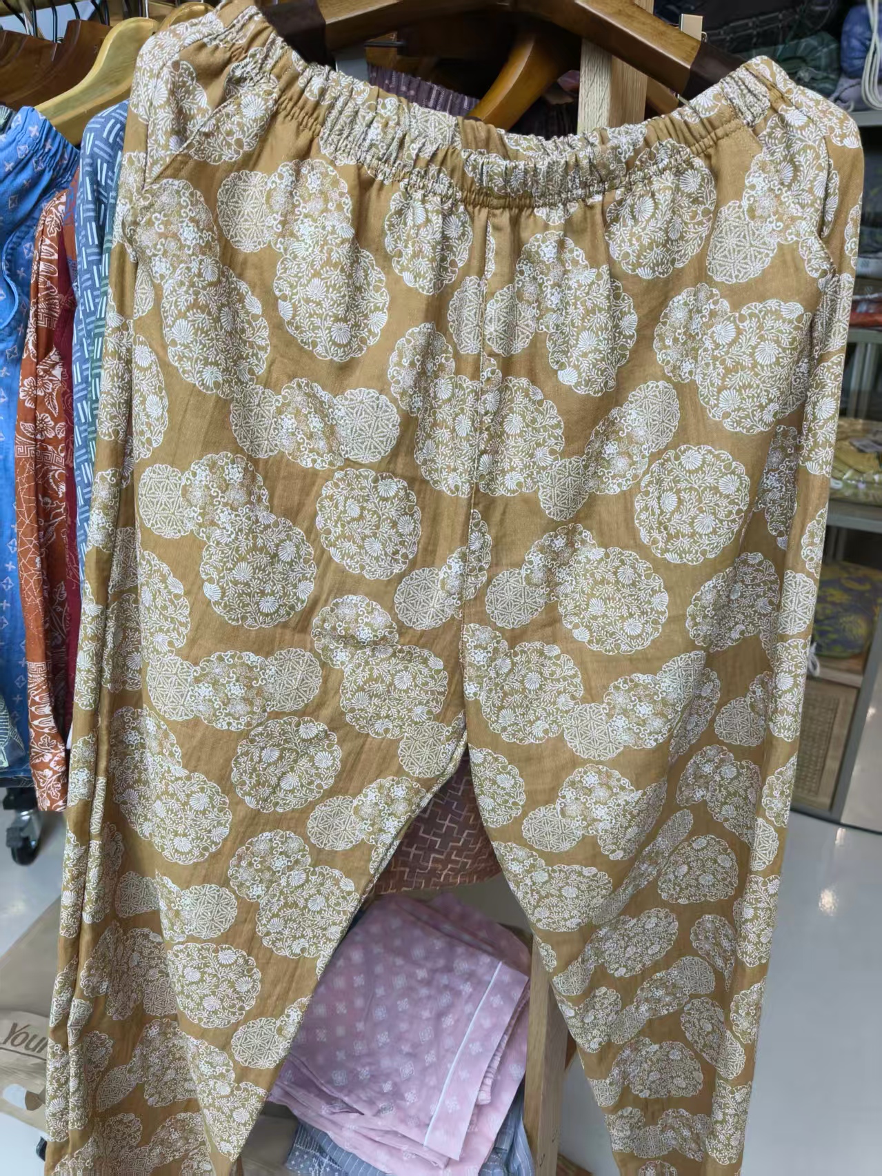 L121 双层纱色织3.0镜花缘单品长裤棠梨褐（均码）柔软