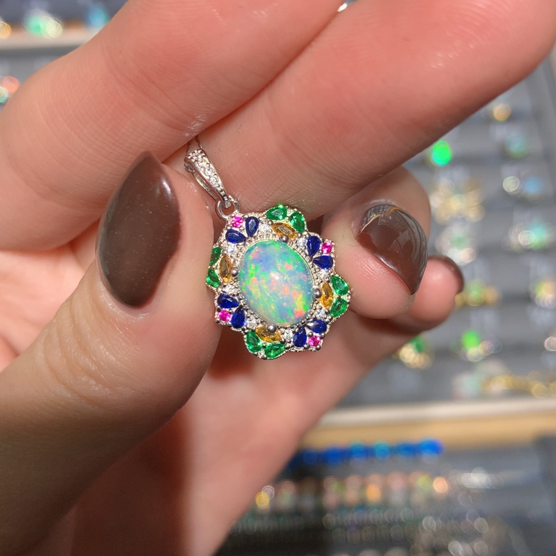 银S925镶嵌欧泊手链t