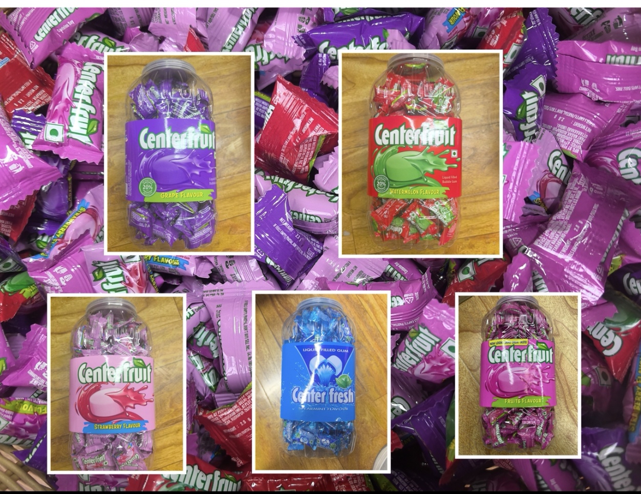 五种口味夹心口香糖混合拍一发二