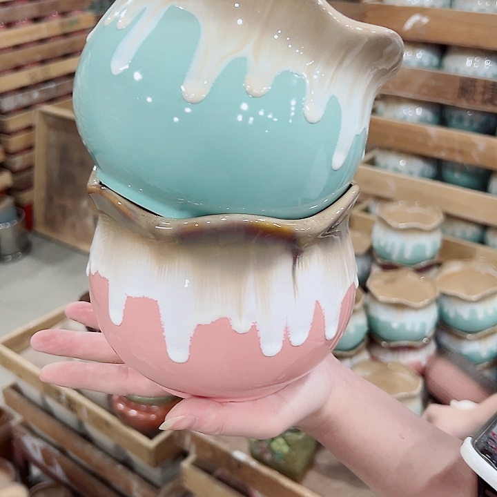 有孔.凑满10元发货多肉陶瓷花盆！