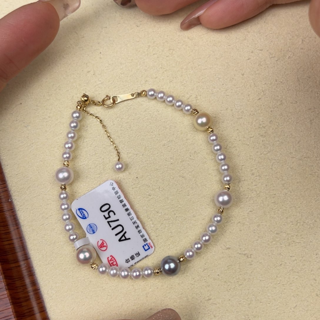 淡水珍珠手链18K金镶嵌