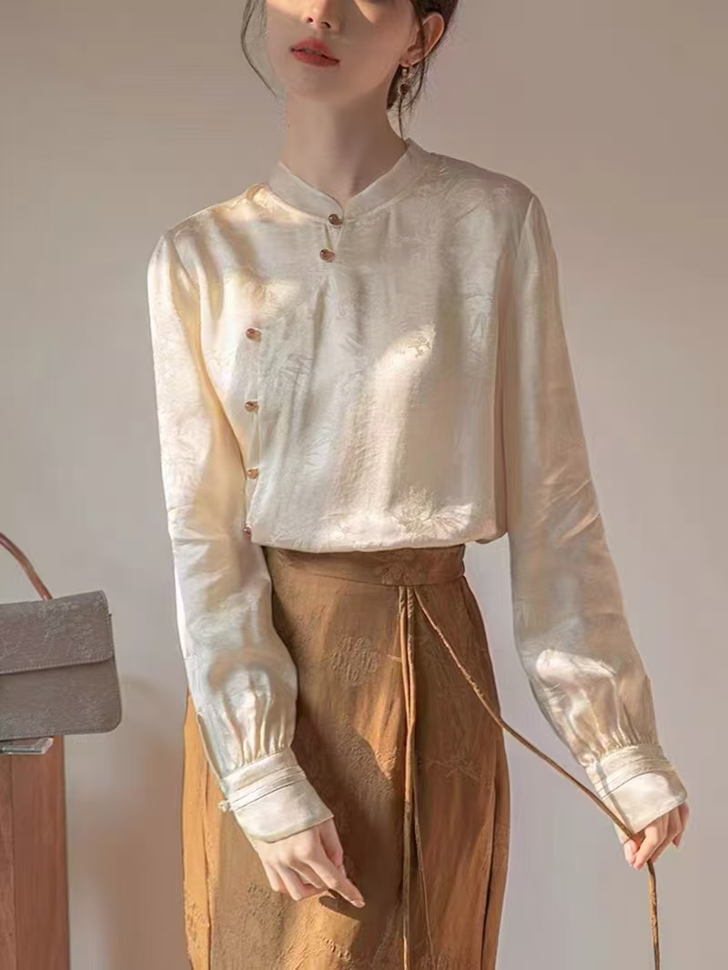 琥珀｜2024新款新中式古风气质长袖衬衫2024B1103-佳佳