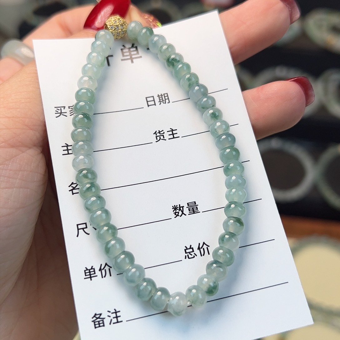 翡翠手串未镶嵌缅甸A货翡翠手串 卡5.5 03