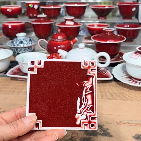景德镇陶瓷红马坊杯垫