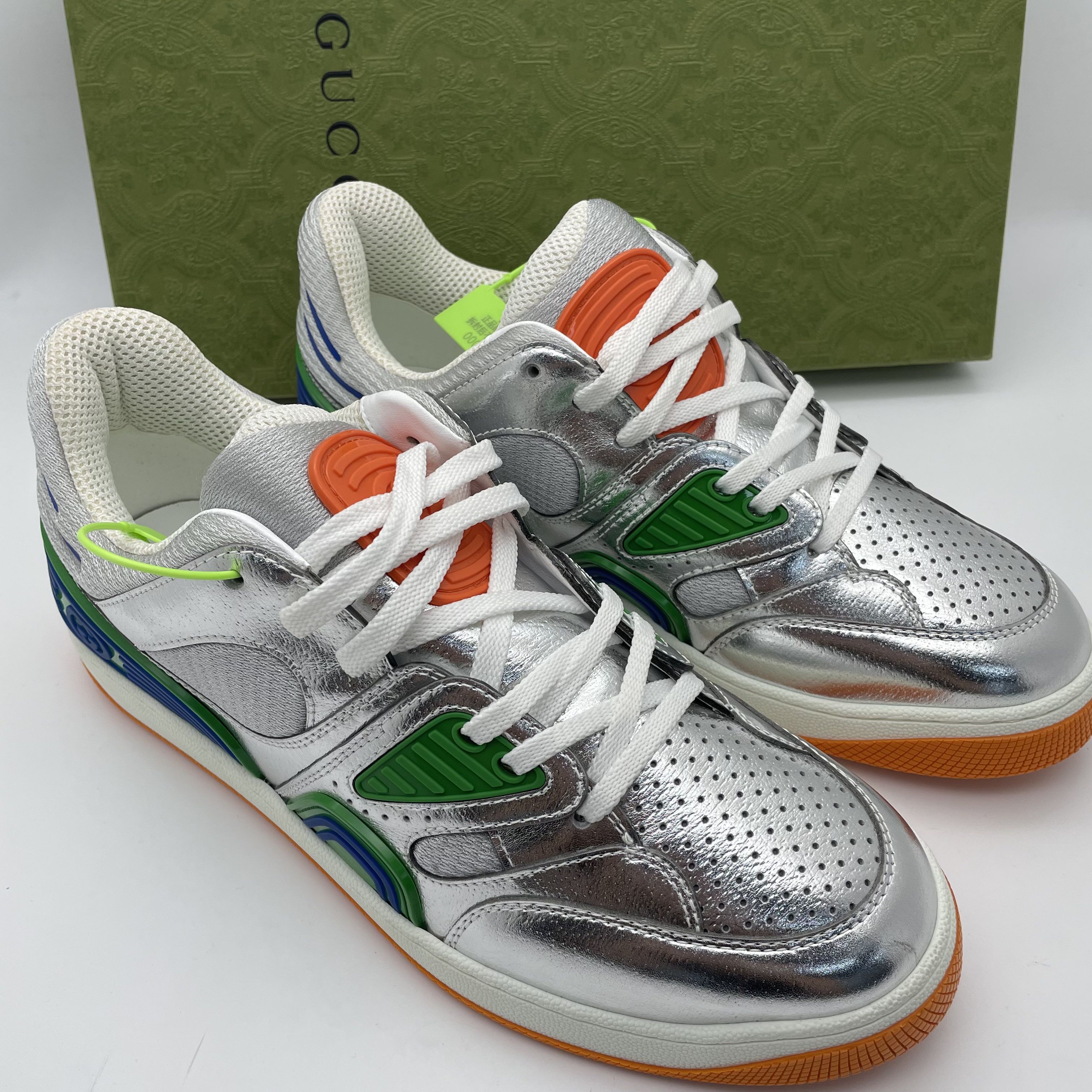 未使用 GUCCI/古驰 42.5欧码/多色拼接休闲潮流运动鞋/全套