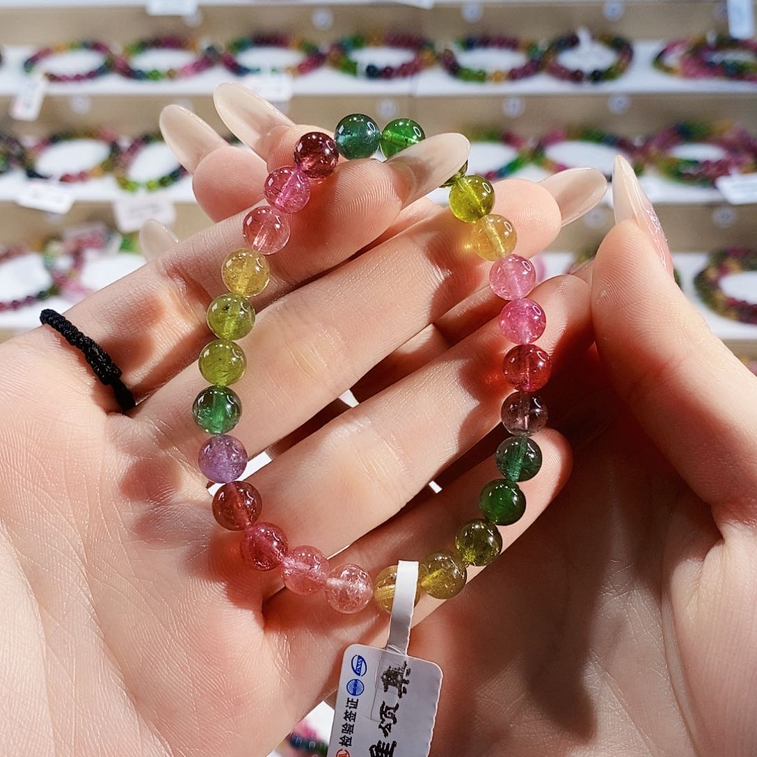 碧玺手链未镶嵌G2425素圈颜色微差