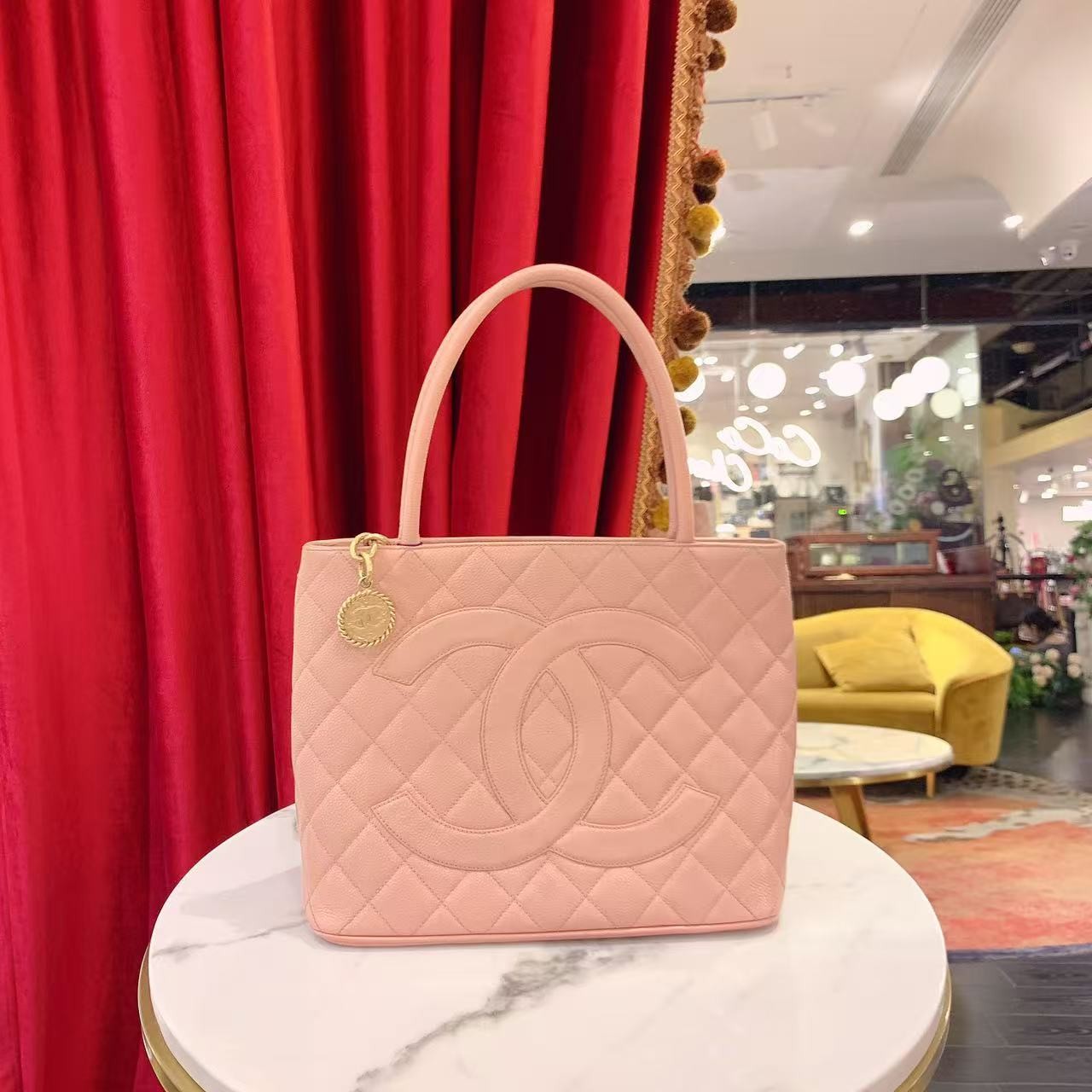 95新 Chanel/香奈儿 GGS丨希尔顿粉金荔枝手提包 20663550