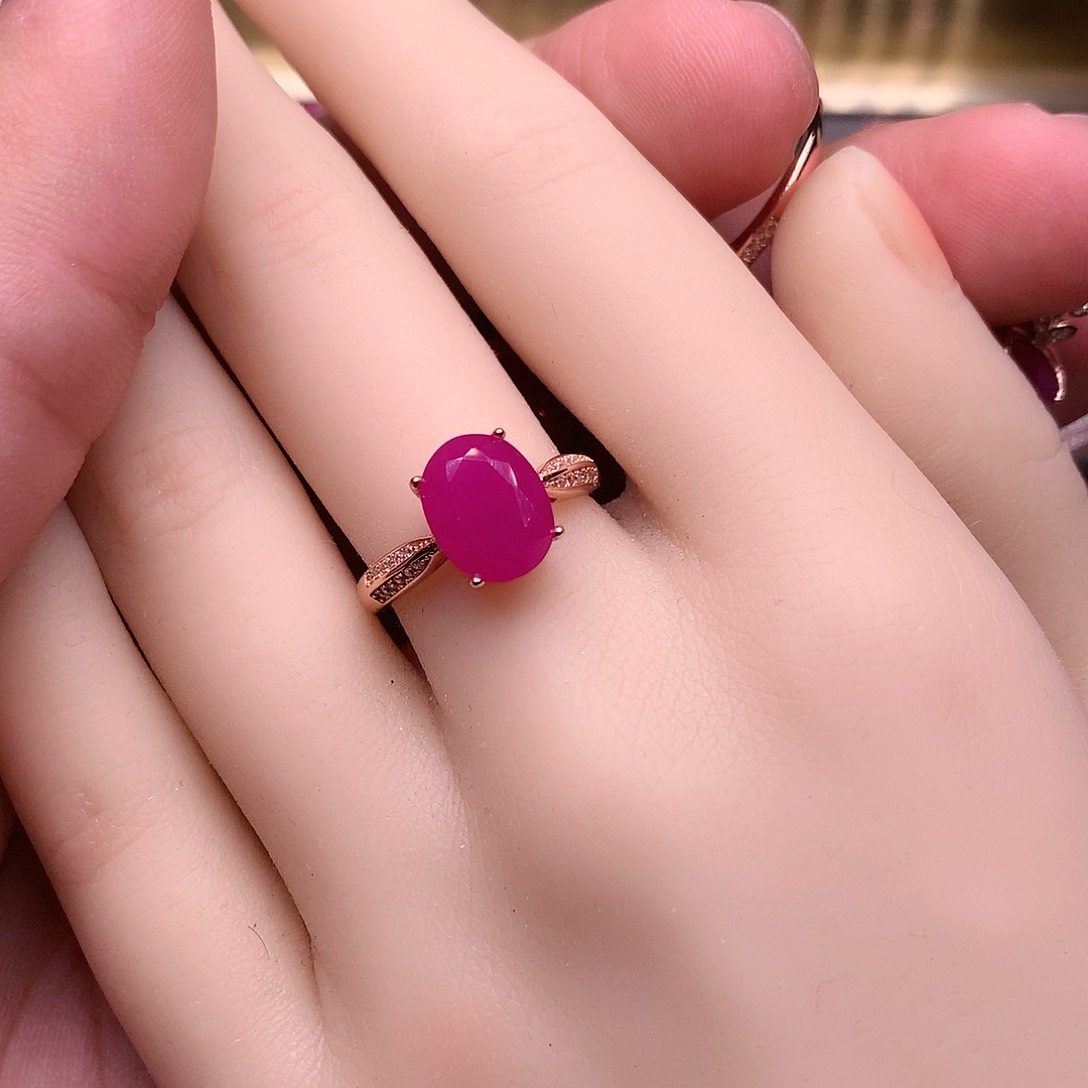 红宝石戒指银S925镶嵌