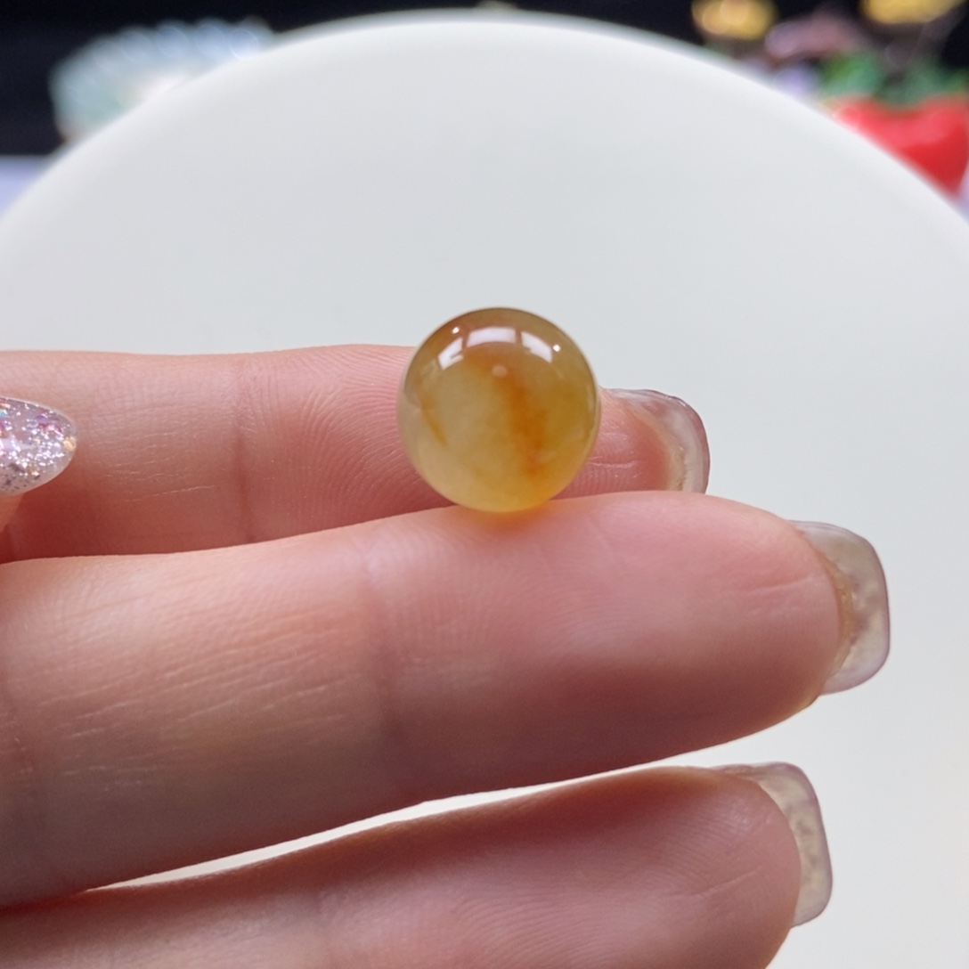 翡翠颈饰未镶嵌冰深红黄翡圆珠11.2mm