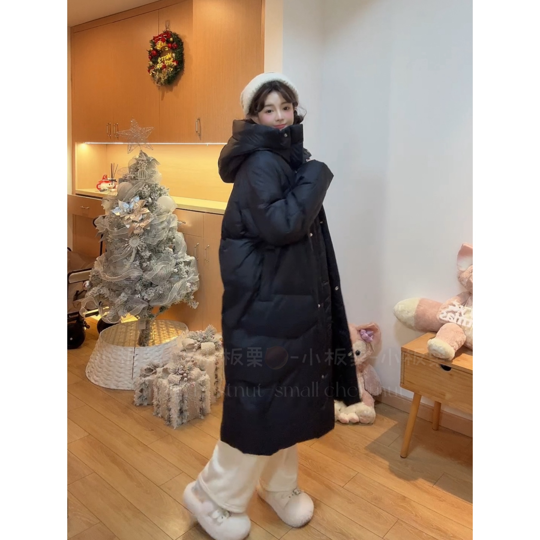 【小板栗精选】“冬雪王国”大被子羽绒服长款连帽加厚韩系白色羽绒服