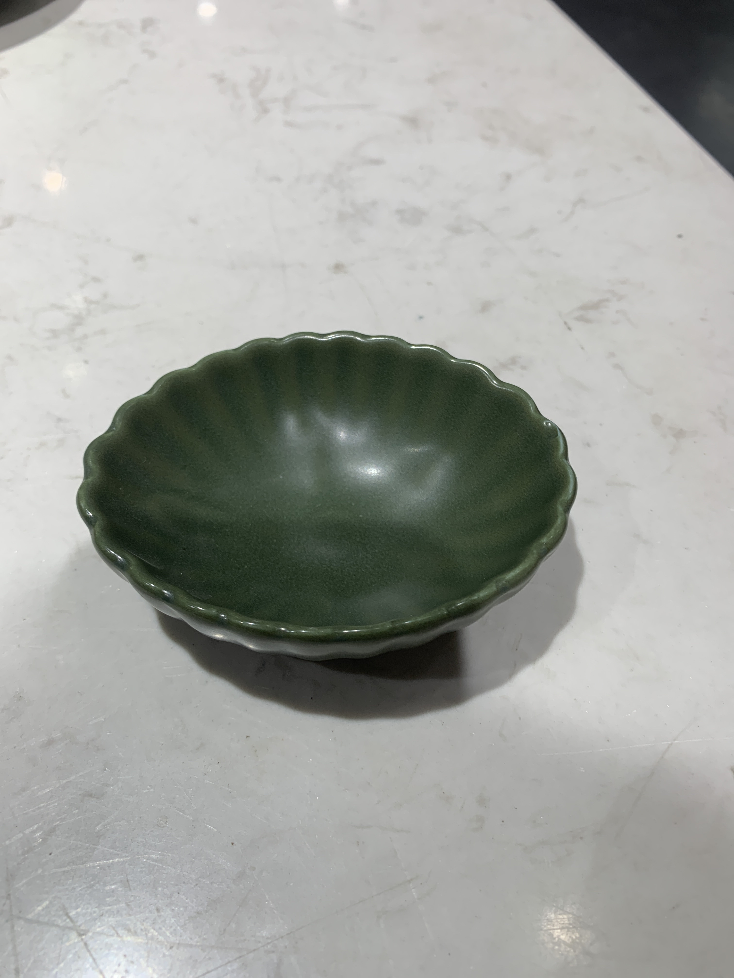 10号复古绿菱花小蘸料碟 日式陶瓷