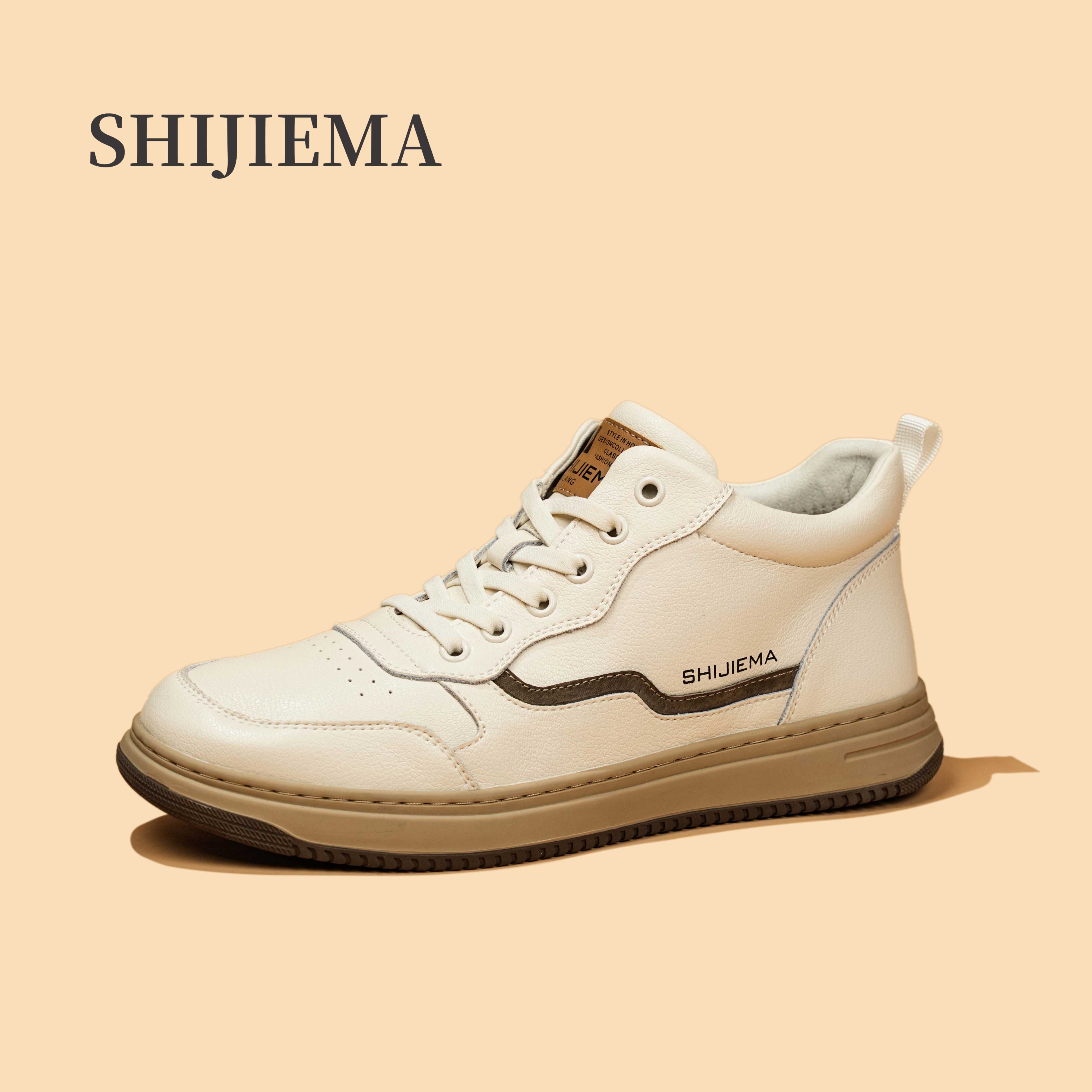 真皮牛皮加绒高帮鞋防水保暖防滑耐磨黑白百搭休闲真皮男鞋S-605