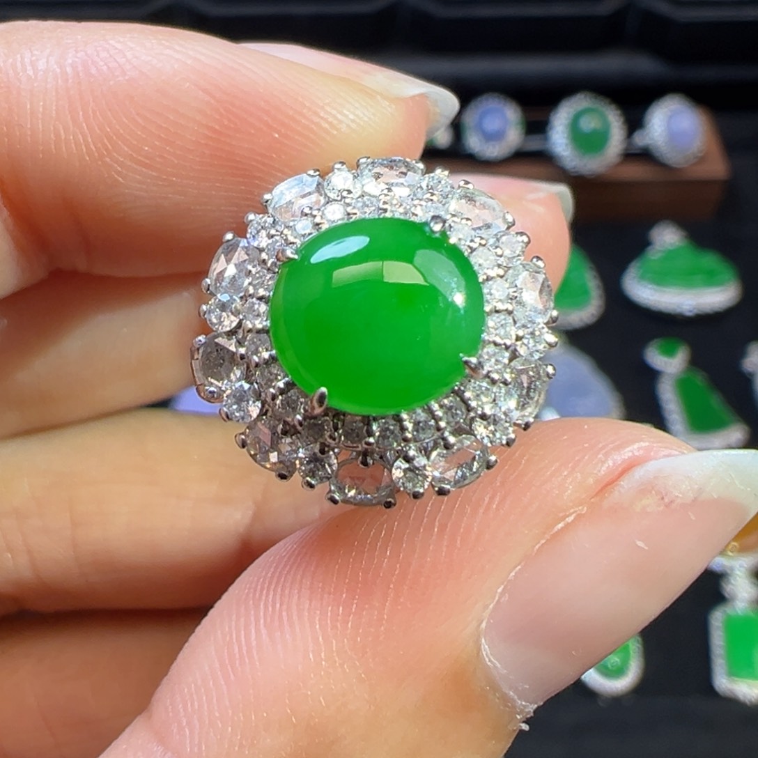 翡翠戒指18K金镶嵌收货48小时鉴赏期