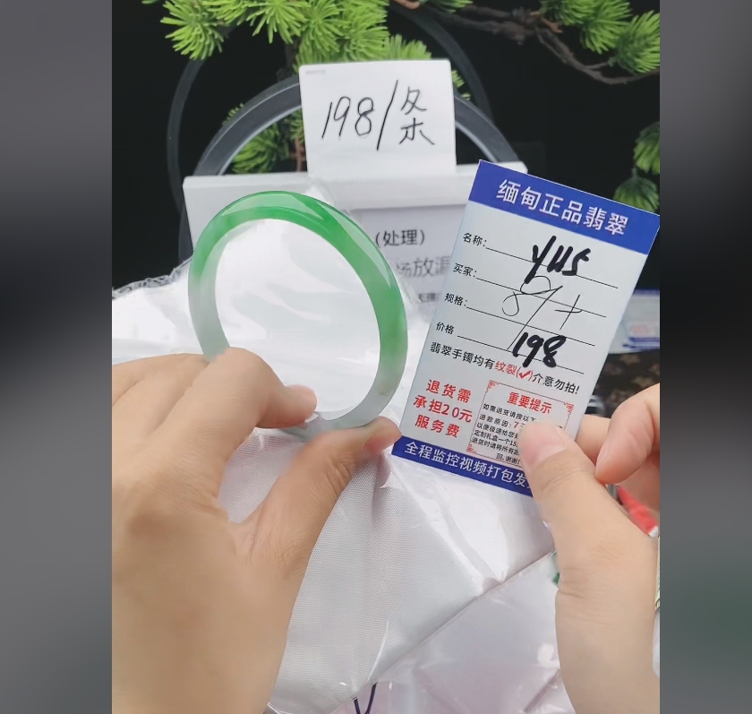 Y115缅甸翡翠手镯处理198/条【一物一证】实物以直播间为准