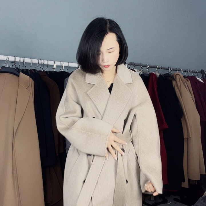 双面呢大衣燕麦色S码801