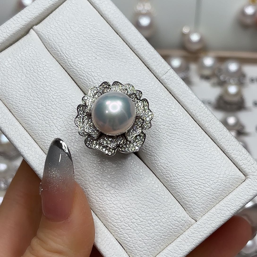 C***m银S925镶嵌淡水珍珠戒指