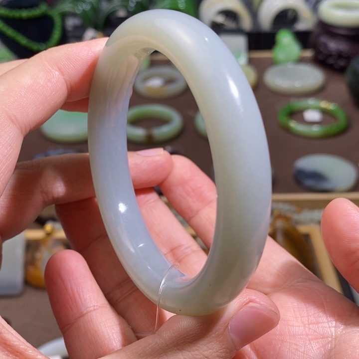 和田玉未镶嵌且末蓝调手镯58.8圈口58.4克