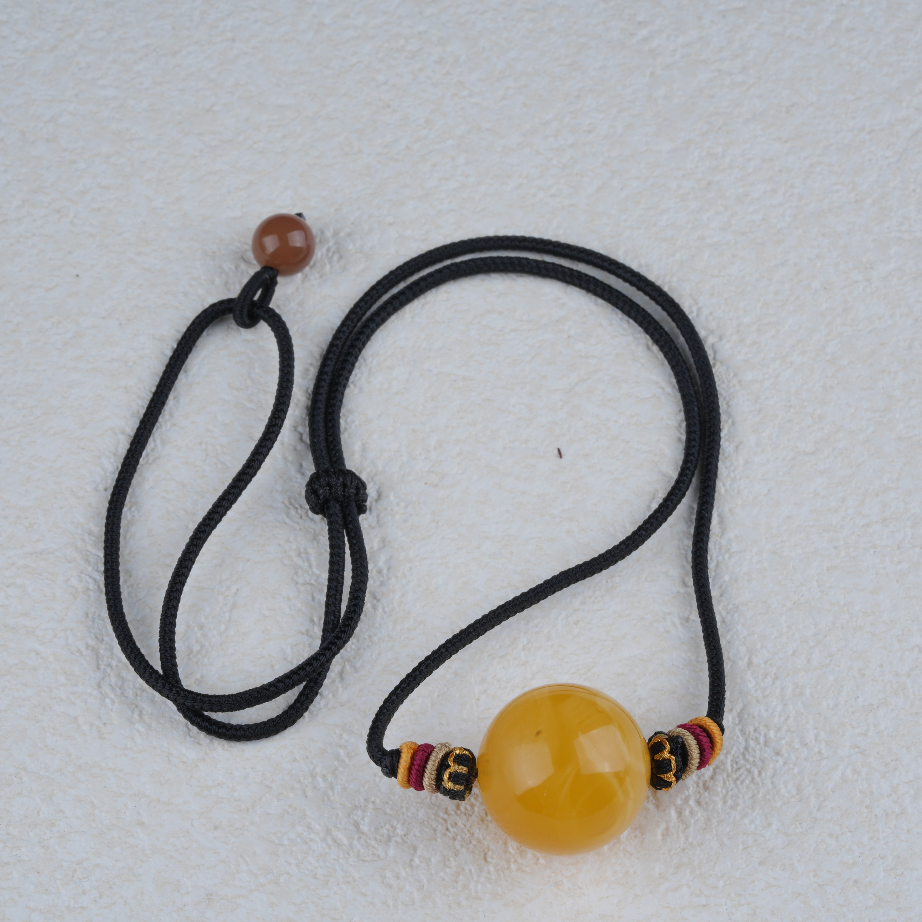 俄料琥珀20m+圆珠项链