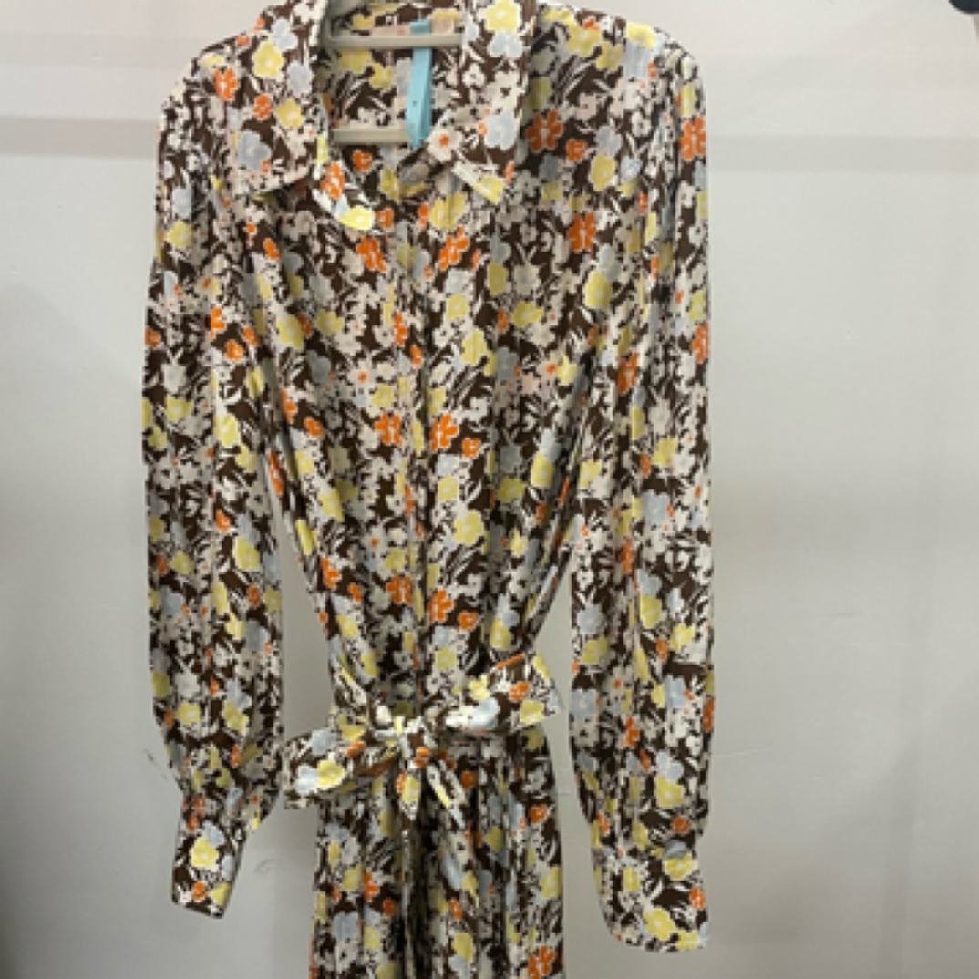 99新 TORY BURCH/汤丽柏琦 长袖印花连衣裙/14码/A03162