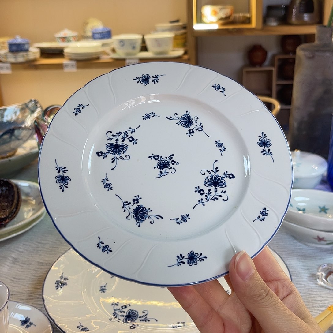 瓷片则武贝壳青花碎花小号盘18cm12