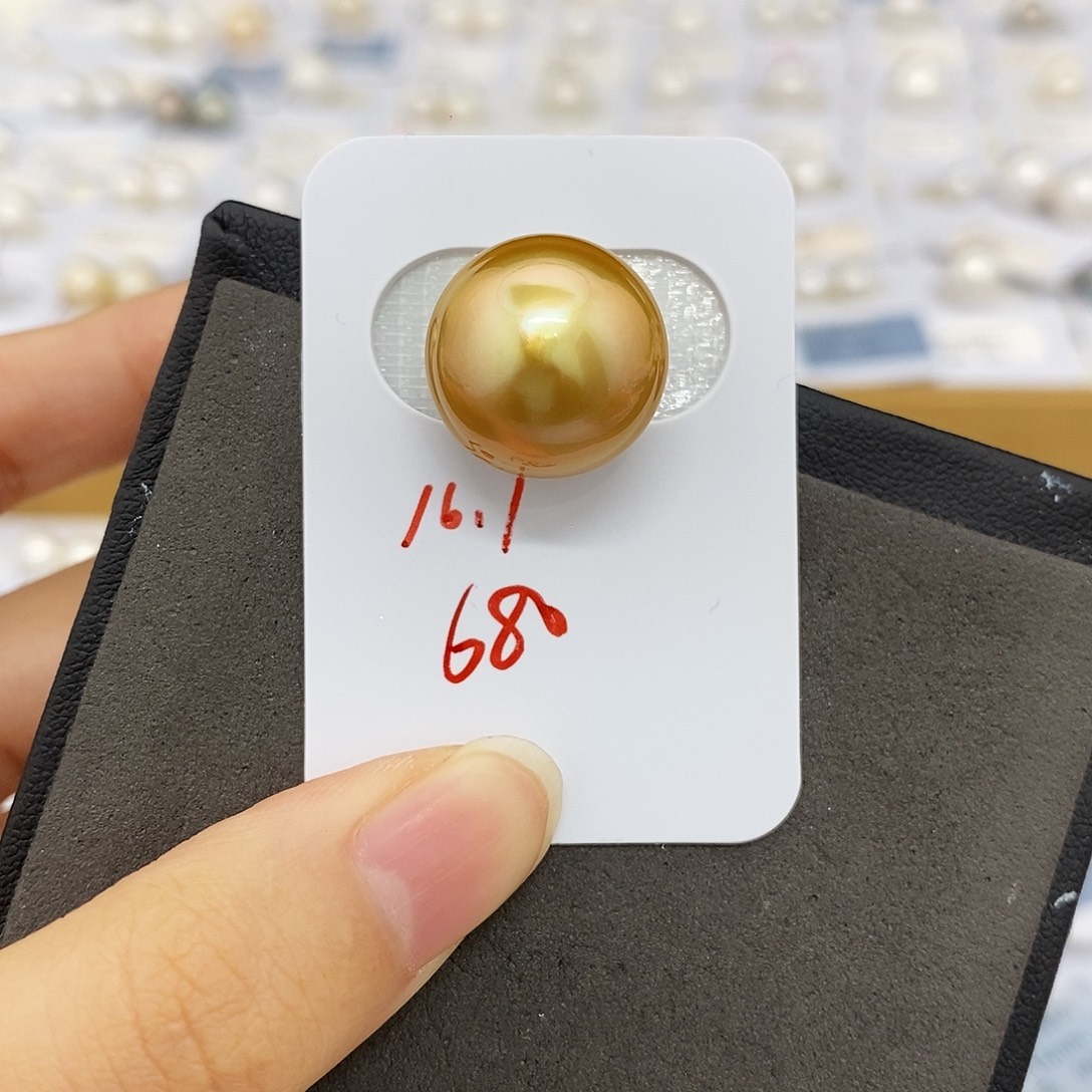 耳饰未镶嵌海水珍珠16.1mm金珠（无鉴赏）