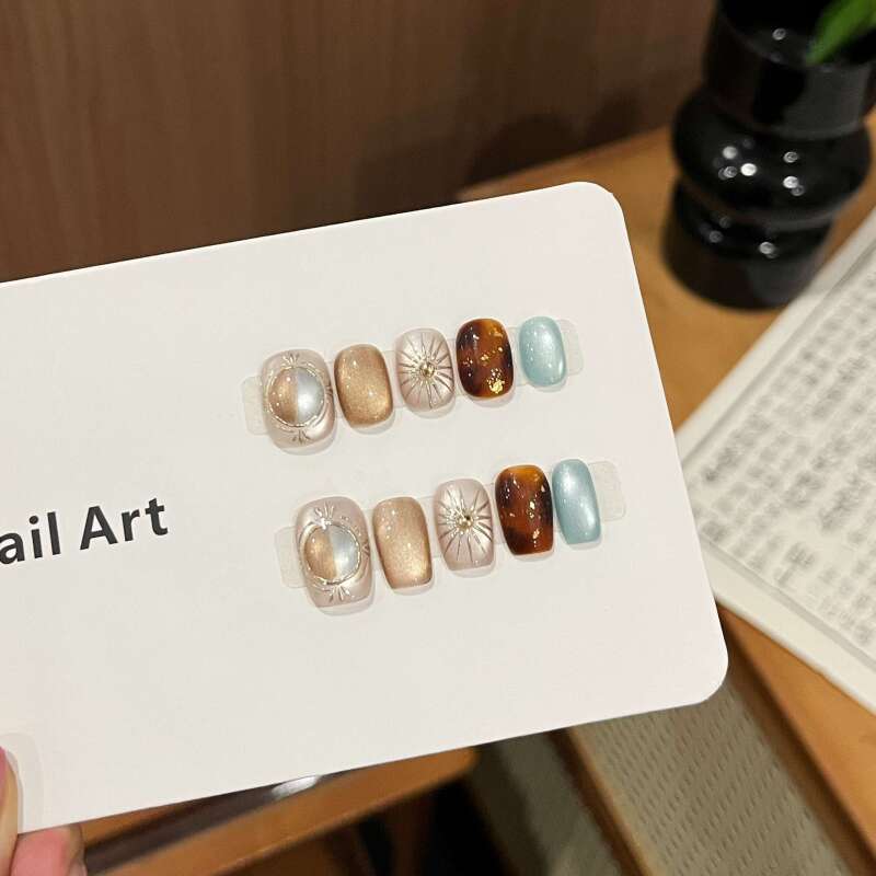 【古堡迷津】纯手工美甲推荐猫眼爆款美甲手绘穿戴甲高颜值短中长款