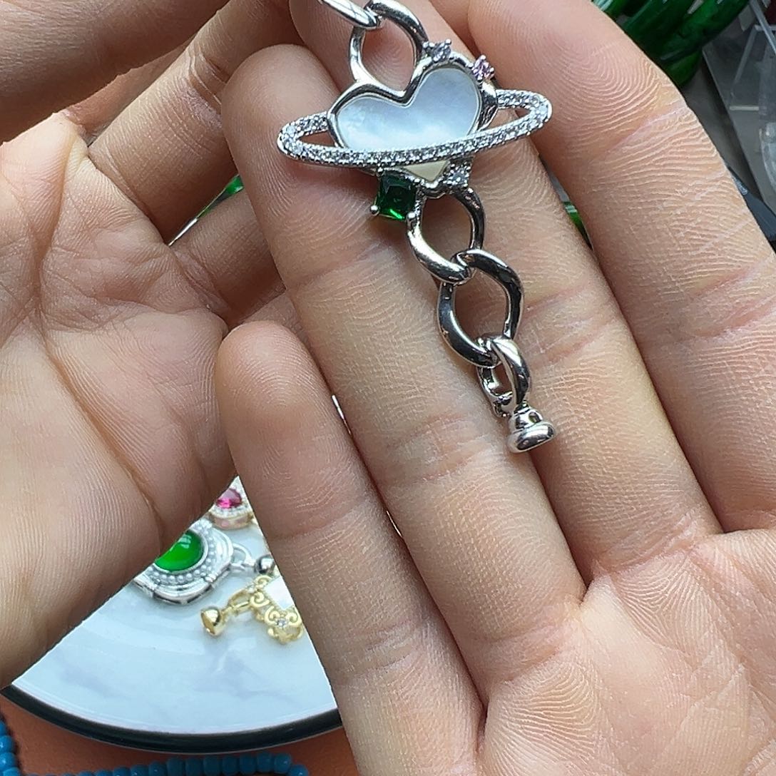 绿水晶手链银S925镶嵌