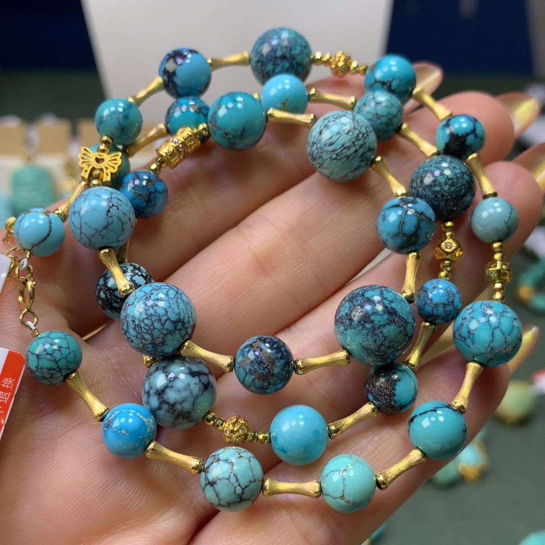 绿松石项链18K金镶嵌