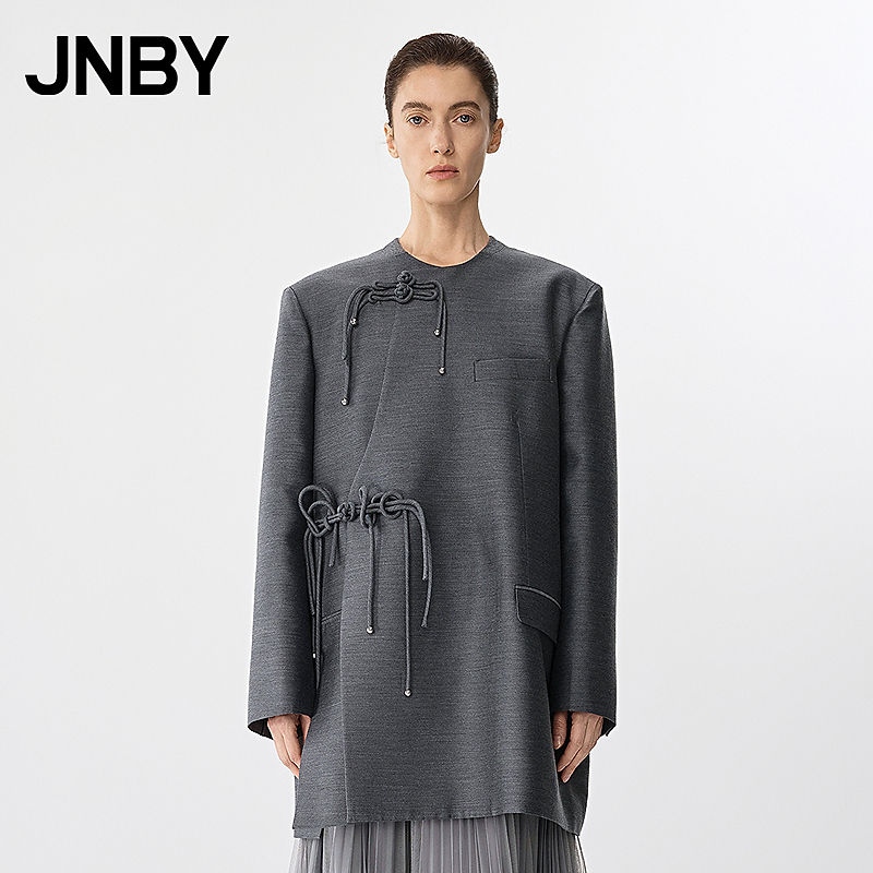 JNBY/江南布衣春秋新中式小西装外套女单排扣拼接通勤5P1715610