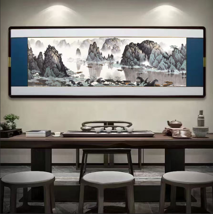 铜鑫铜亿《千峰竞秀》手工铜板雕刻 新中式客厅沙发办公背景挂画