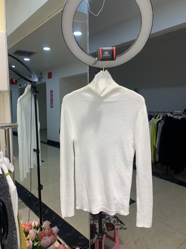 衫毛衣秋冬半高领修身长袖内搭白色网红堆堆领针织纯色