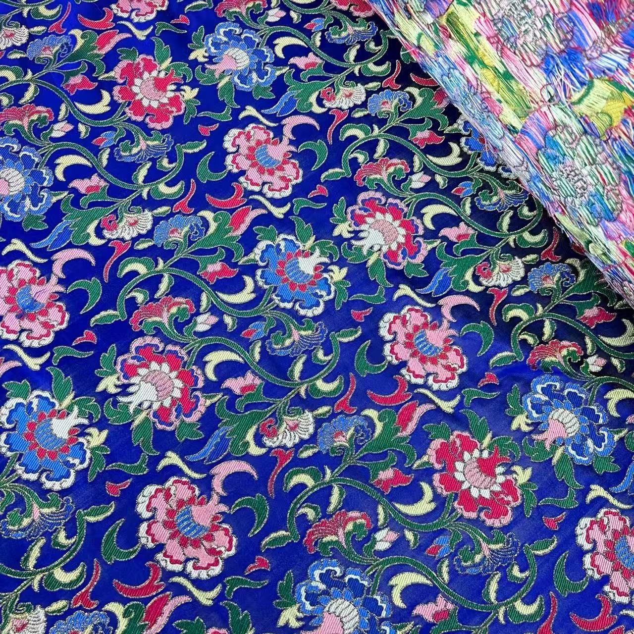 【楚娇】 百分百桑蚕丝  23-青花缠绮半手工妆花云锦 70门幅