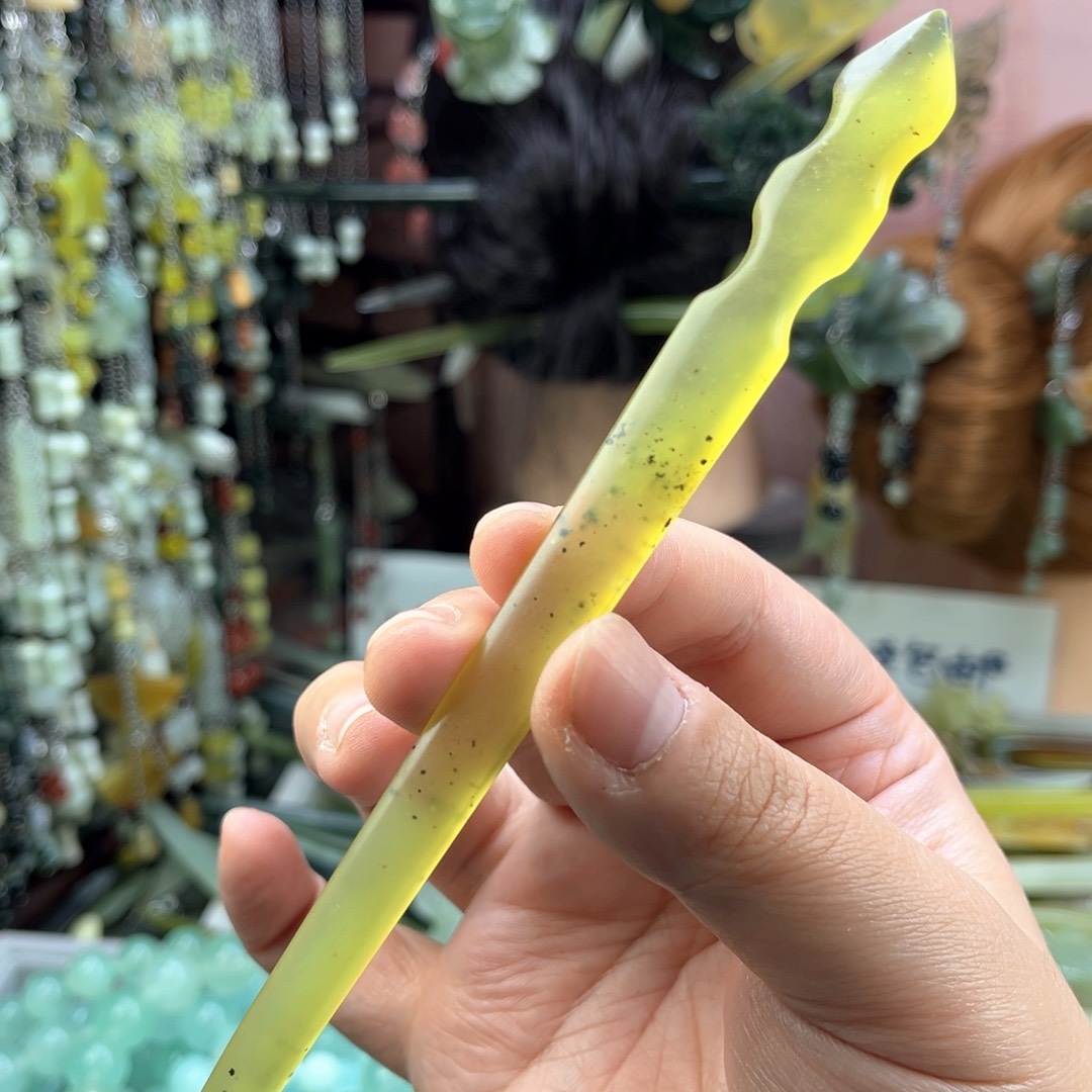 蛇纹石玉发饰未镶嵌默认微瑕岫玉发簪