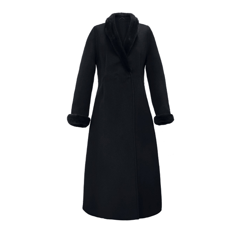 越月越Y26082女士毛呢大衣时尚水貂冬季轻奢气质中长款百搭外套