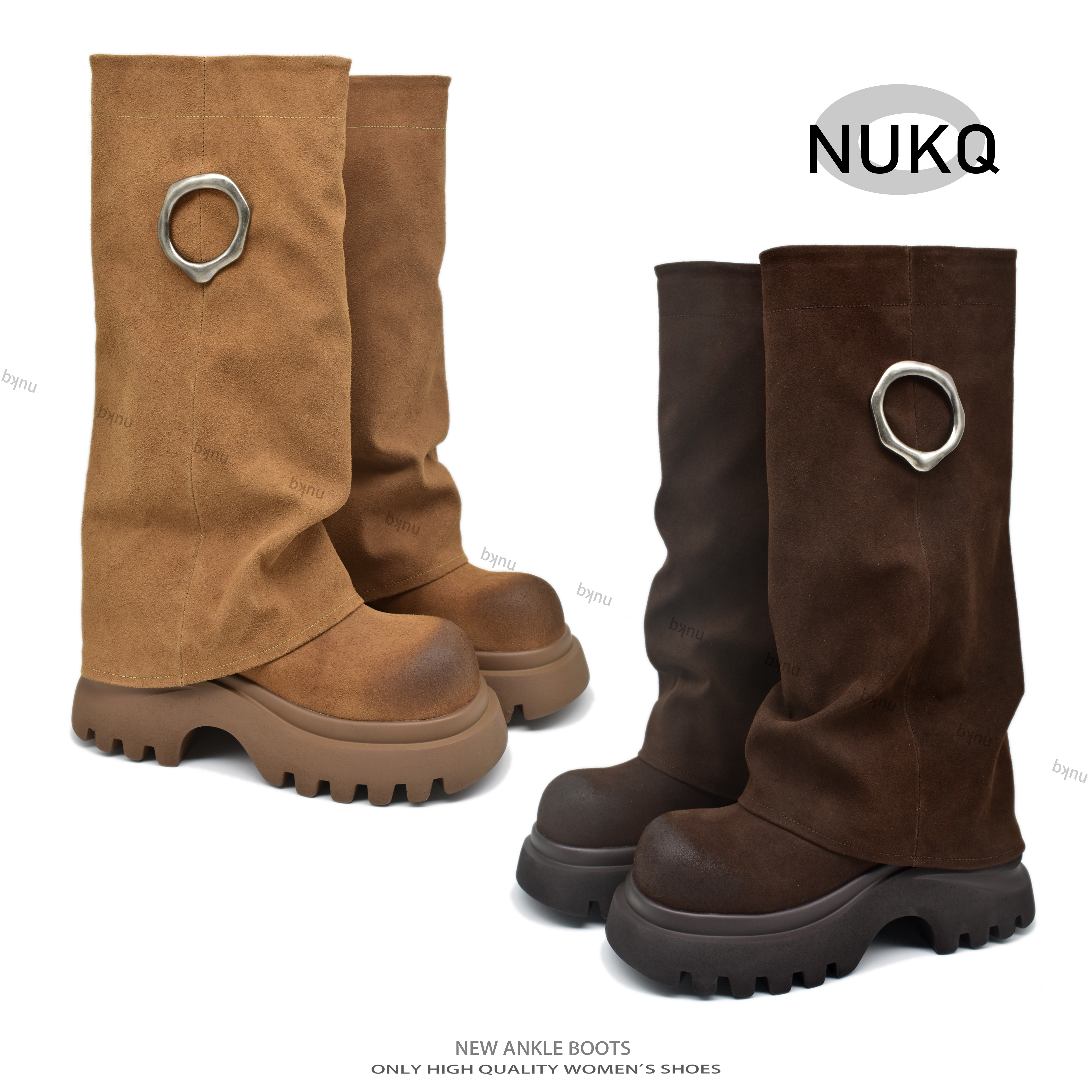琥珀琉璃【NUKQ】  高跟厚底 时尚百搭厚底靴
