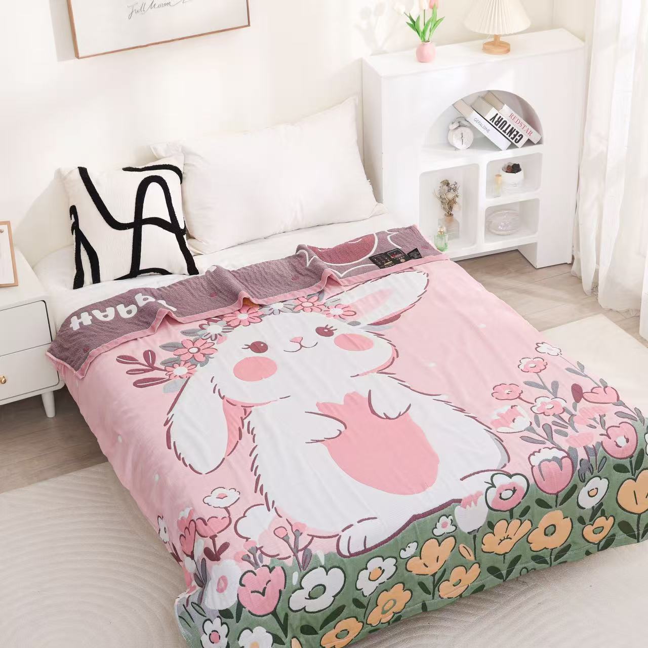  【150*200清晨兔】A类纯棉亲肤四季可爱卡通泡芙被