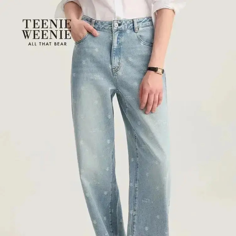 Teenie Weenie直筒裤千金风牛仔裤时尚水洗多巴胺穿搭TTTJ254906P