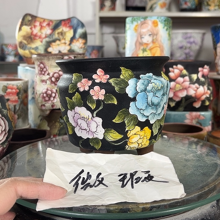 满38包邮 景德镇幸运花盆