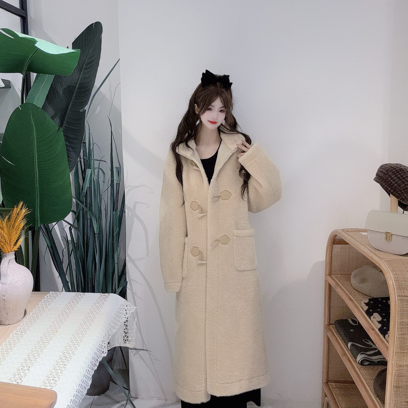 PD41790001毛茸茸休闲风宽松款式百搭耐看时尚长款时尚长款毛外套