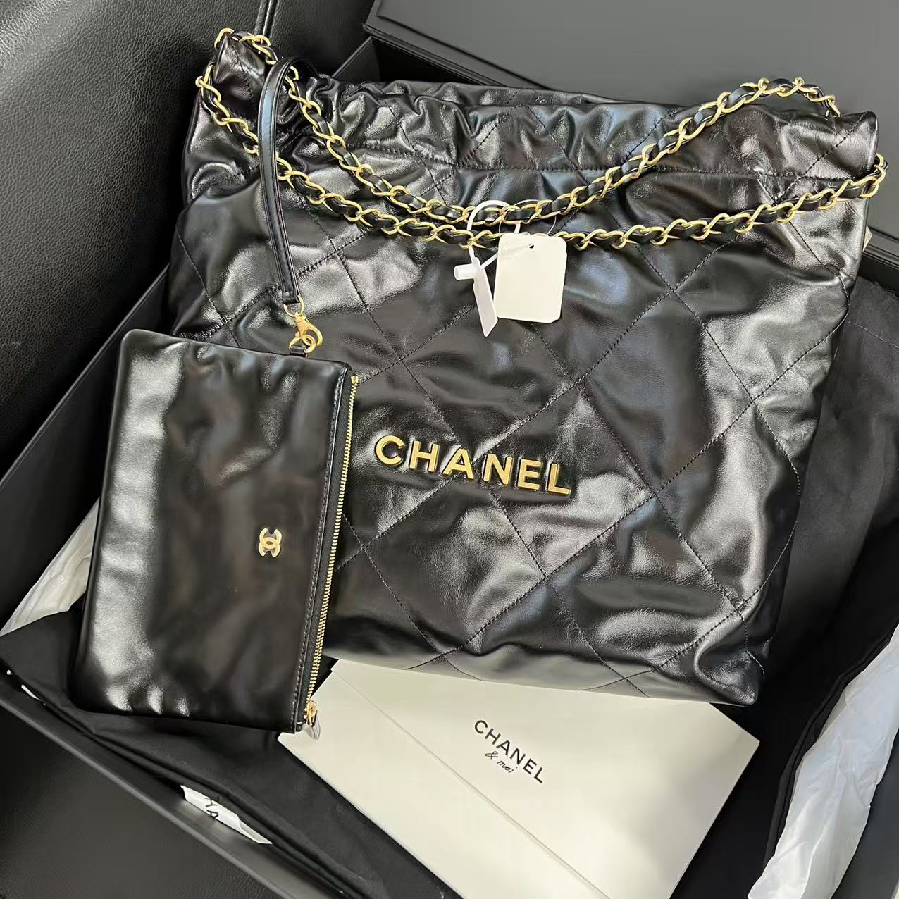 99新 Chanel/香奈儿 捐金沉珠/22bag中号/全套/24年