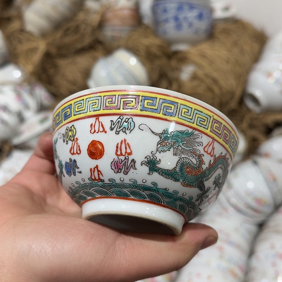 摆件4.5英寸 手绘釉上米饭碗