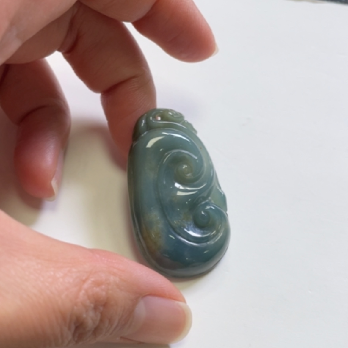 【闪购商品】翡翠颈饰未镶嵌老蓝水如意吊坠