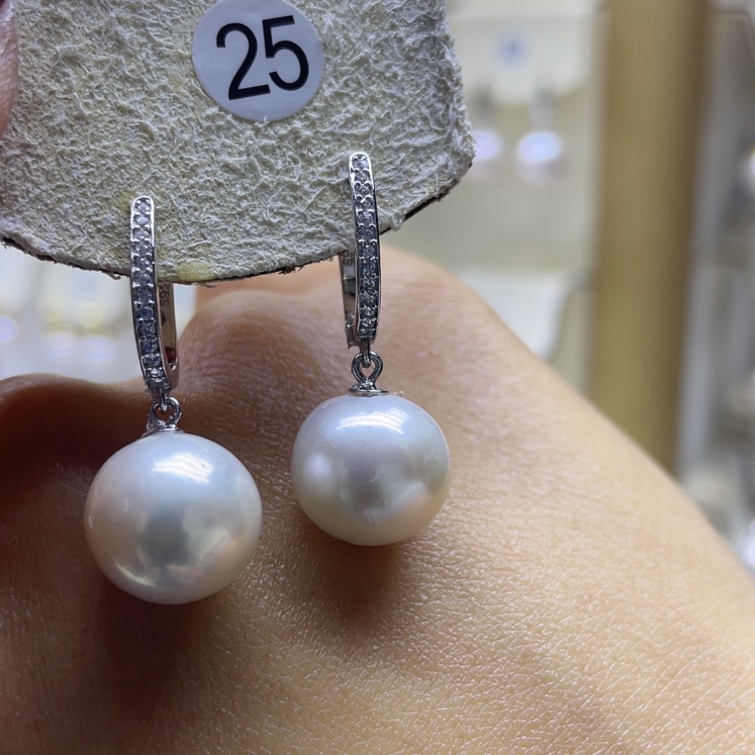 淡水珍珠耳饰银S925镶嵌