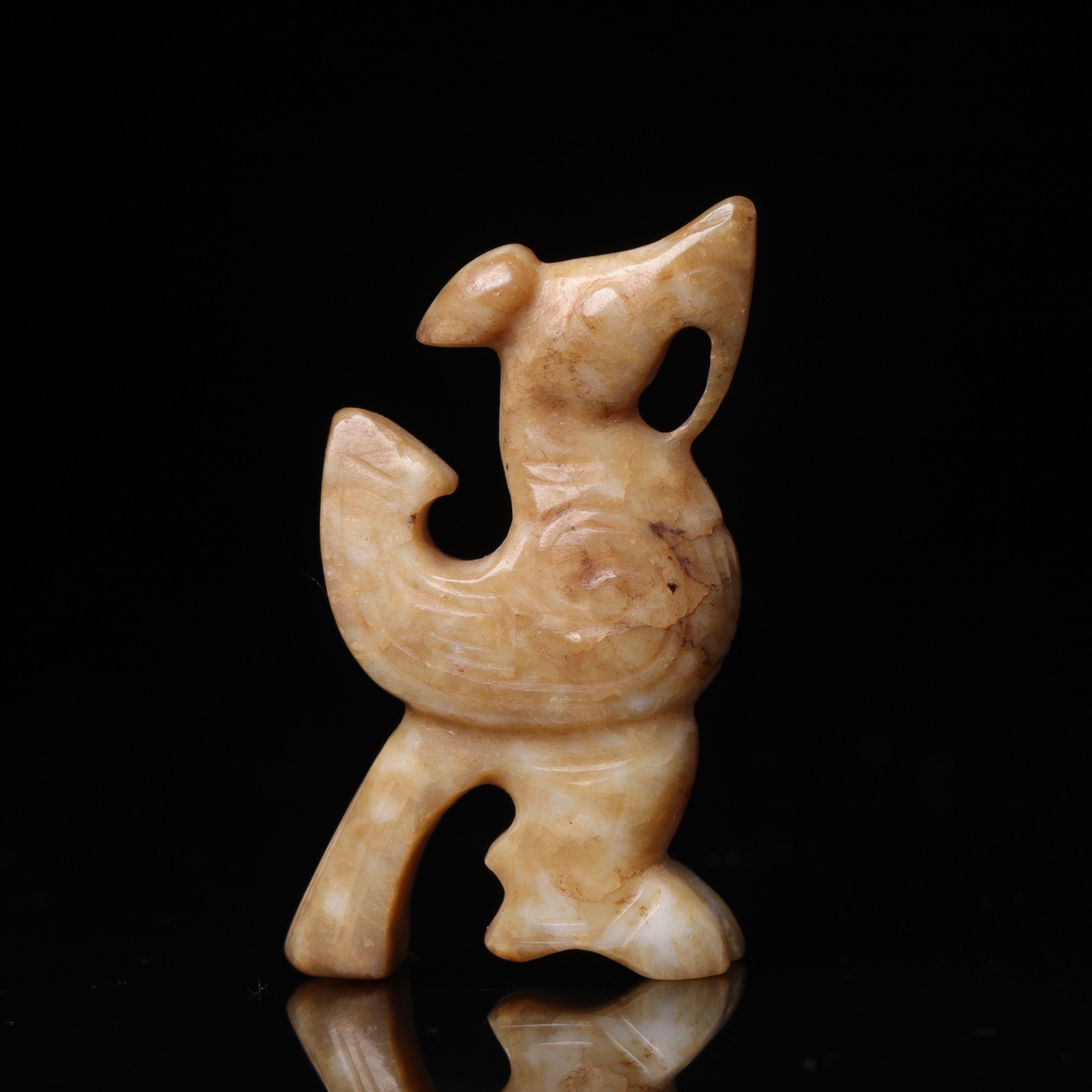 1691明代和田玉玄鸟花件2511