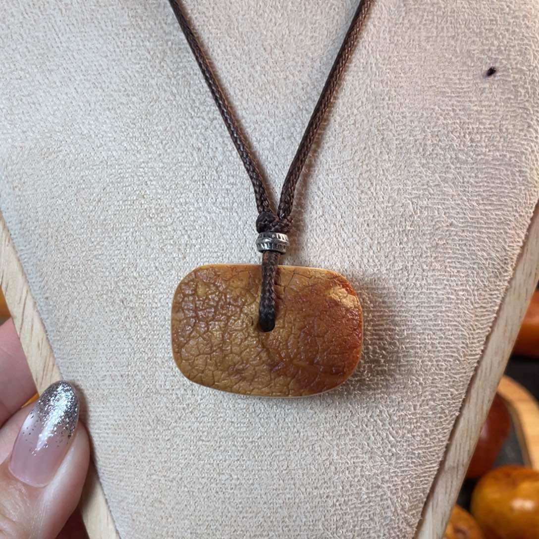 裸石琥珀未镶嵌天然蜜蜡白蜡藏扣