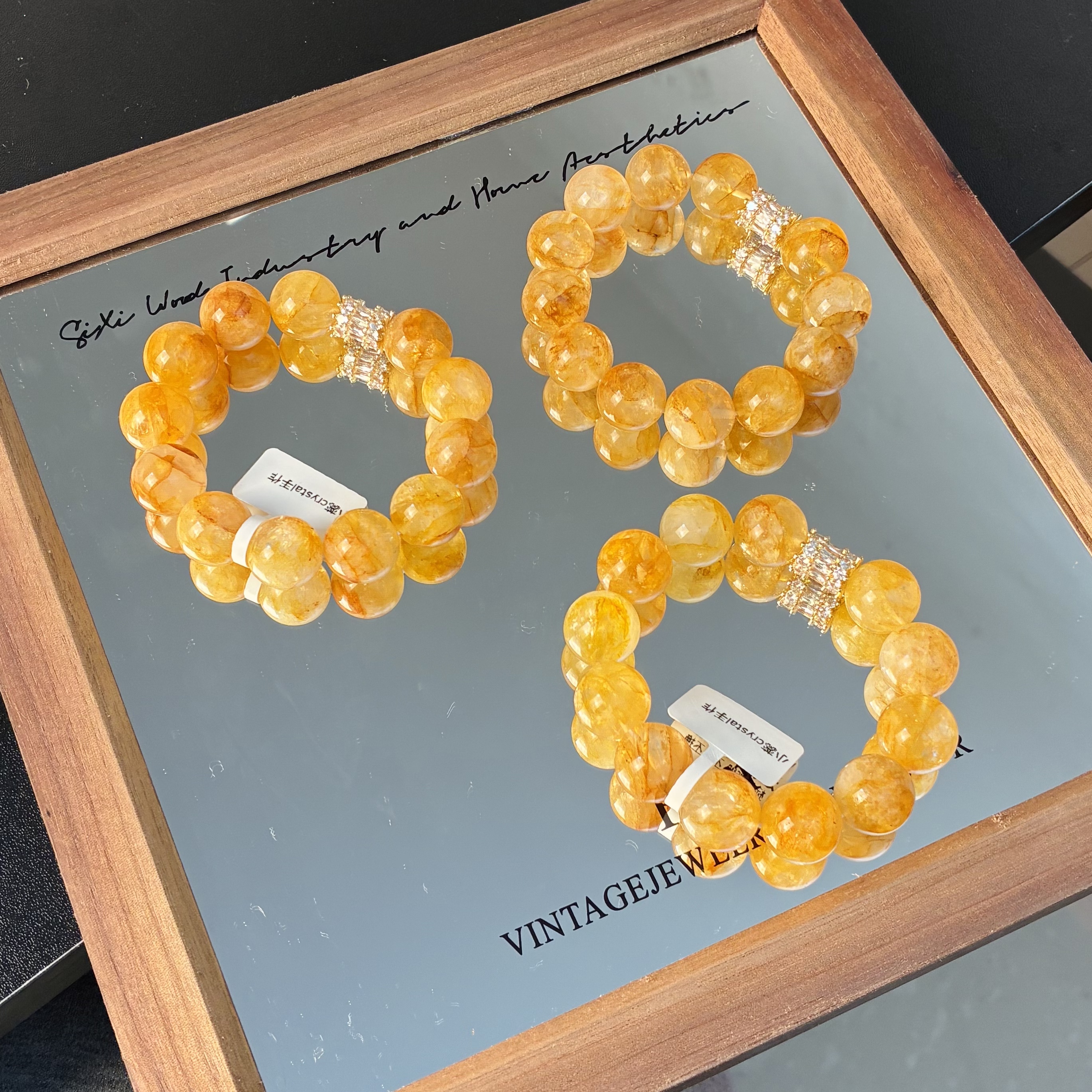 小蕊crystal-79天然水晶【黄栗栗】黄胶花设计款手串浓郁气质百搭